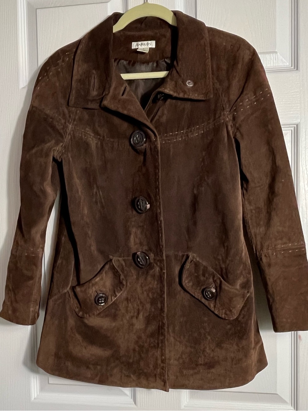 Harold's Brown Button-Front Leather Jacket S